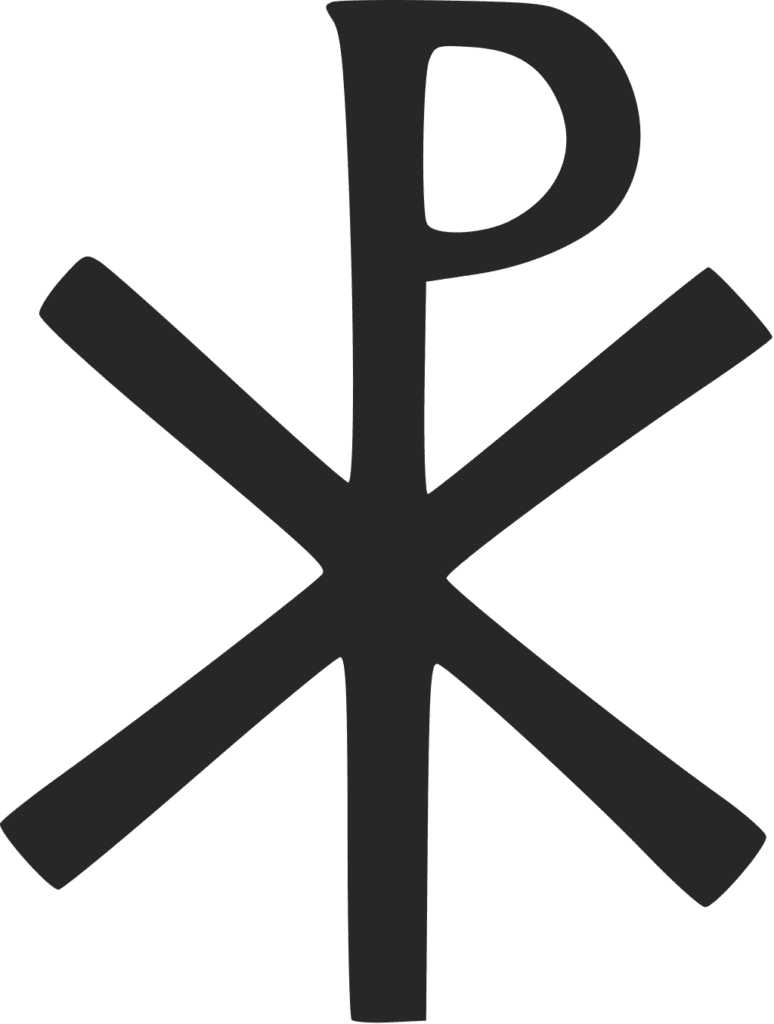 The Chi Rho symbol is the greek letter Chi (X) superimposed with the letter Rho (P) 