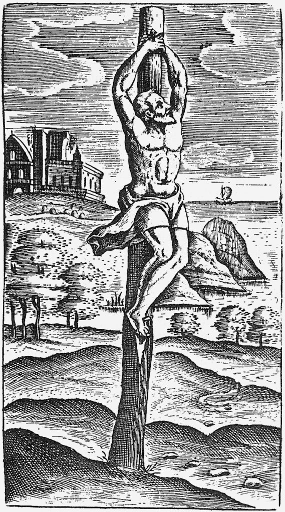Man crucified on a straight beam in Roman era 