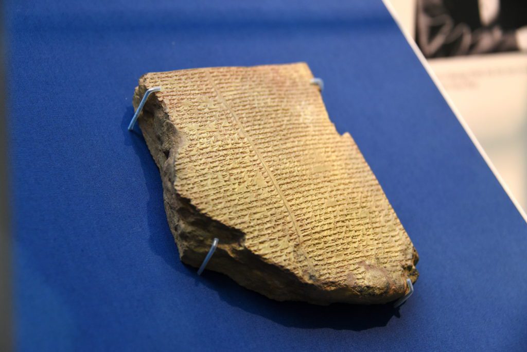 clay tablet which narrates the ancient Mesopotamian (modern-day Iraq) Flood story of Utnapishtim from the epic of Gilgamesh